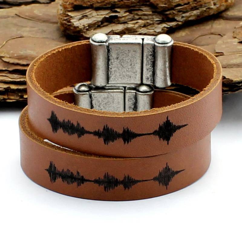 Paar Sound Wave Armband, Gravierte Lederarmband, Passende Personalisierte Geschenk, Sprachaufzeichnung, Andenken Mementos Geschenk von CTdesignSHOP