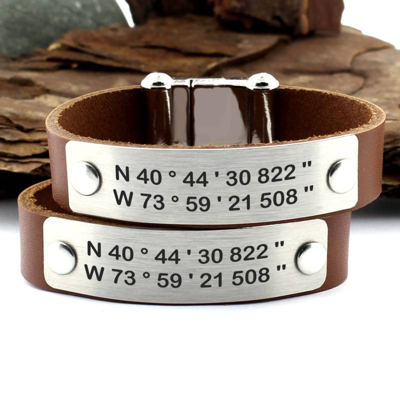 Paare Personalisierte Armband, Koordinaten Lederarmband, Breitengrad Längengrad, Weihnachtsgeschenk, Geschenk, Passende Geschenk von CTdesignSHOP