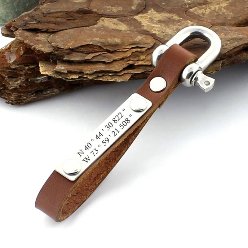 Personalisierter Koordinaten Schlüsselbund, Individueller Breitengrad Länge, Individueller Schlüsselanhänger, Leder Cristmas Geschenk von CTdesignSHOP