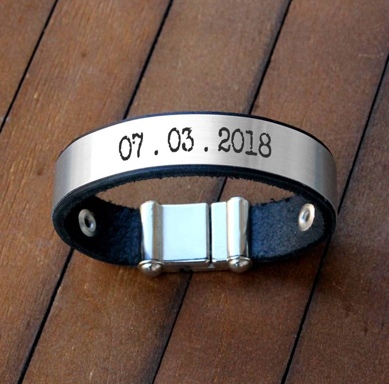 Personalisiertes Herrenarmband, Personalisierte Herrenarmbänder, Schmuck, Armbänder, Manschettenarmband, Lederarmband, Armband von CTdesignSHOP
