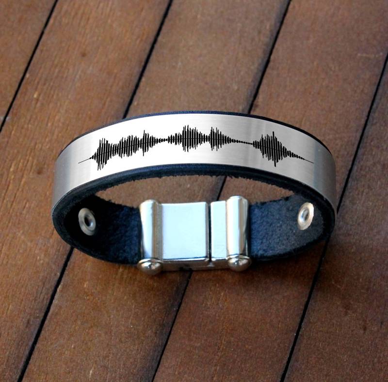 Soundwave Armband, Sprachaufnahme Personalisierte Leder Armbänder, Waveform Audio Schmuck, Männer Geschenk von CTdesignSHOP
