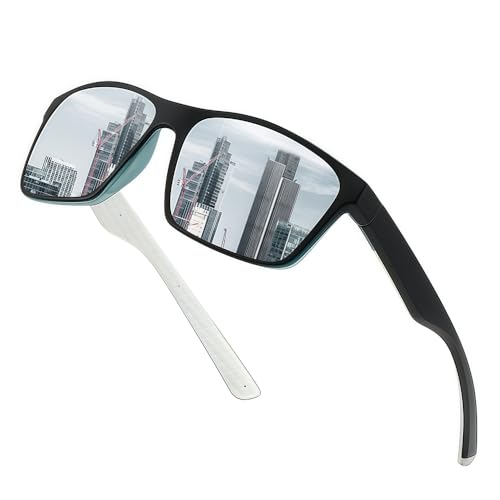 CUAXINHM Polarisierte Herren-Sonnenbrille, UV400 HD-Gläser, kratzfester PC-Rahmen, Fahren, Angeln, Outdoor, leichtes Unisex-Design für den täglichen Gebrauch und Reisen, schwarz / silber CUAXINHM Polarisierte Herren-Sonnenbrille, UV400 HD-Gläser, kratzfester PC-Rahmen, Fahren, Angeln, Outdoor, leichtes Unisex-Design für den täglichen Gebrauch und Reisen, schwarz / silber von CUAXINHM
