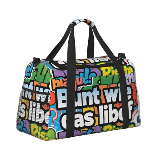 Crossbody-Reisetasche, Handtragetasche, leichte Reisetasche für Damen und Herren, Flugzeugkabine, Handgepäck, Fitnessstudio, Strand, Wochenender, Graffiti Cartoon C, Stilvoll von CUAXINHM