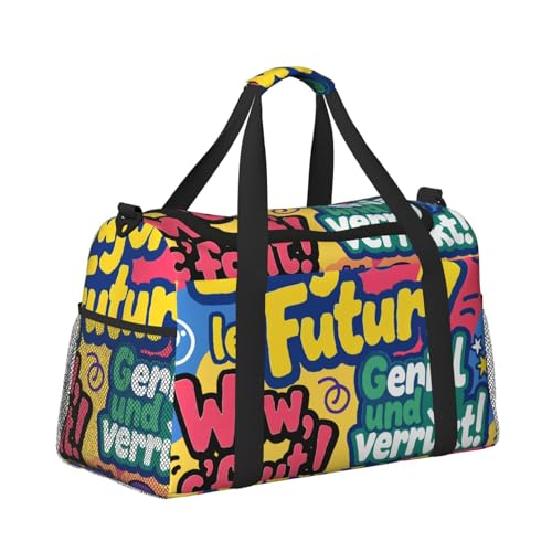 Crossbody-Reisetasche, Handtragetasche, leichte Reisetasche für Damen und Herren, Flugzeugkabine, Handgepäck, Fitnessstudio, Strand, Wochenender, Graffiti Cartoon J, Stilvoll von CUAXINHM