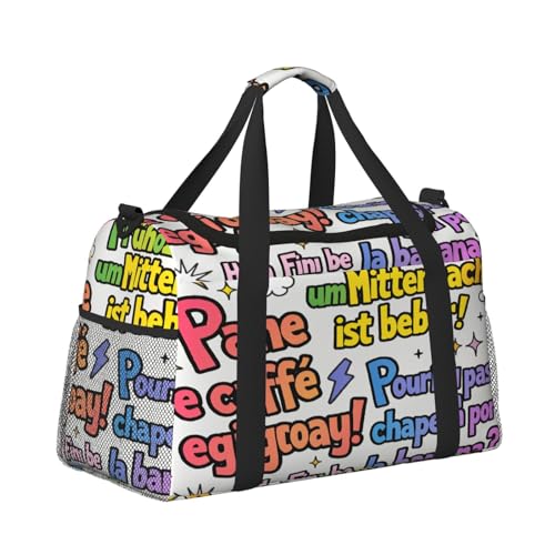Crossbody-Reisetasche, Handtragetasche, leichte Reisetasche für Damen und Herren, Flugzeugkabine, Handgepäck, Fitnessstudio, Strand, Wochenender, Graffiti Cartoon M, Stilvoll von CUAXINHM