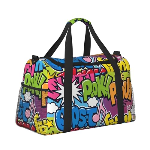 Crossbody-Reisetasche, Handtragetasche, leichte Reisetasche für Damen und Herren, Flugzeugkabine, Handgepäck, Fitnessstudio, Strand, Wochenender, Graffiti Cartoon P, Stilvoll Crossbody-Reisetasche, Handtragetasche, leichte Reisetasche für Damen und Herren, Flugzeugkabine, Handgepäck, Fitnessstudio, Strand, Wochenender, Graffiti Cartoon P, Stilvoll von CUAXINHM