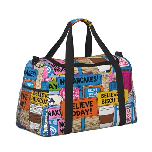 Crossbody-Reisetasche, Handtragetasche, leichte Reisetasche für Damen und Herren, Flugzeugkabine, Handgepäck, Fitnessstudio, Strand, Wochenender, Graffiti Cartoon T, Stilvoll von CUAXINHM