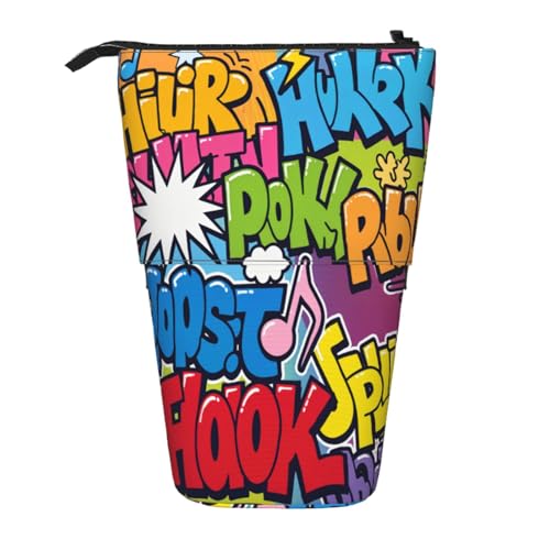 Teleskop-Federtasche, erweiterbar, große Kapazität, Schulbedarf, Organizer, tragbare Schreibtischaufbewahrung für Schüler und Künstler, Graffiti P, modisch von CUAXINHM