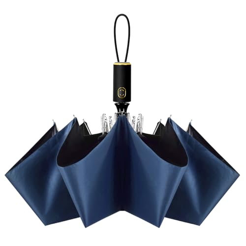 CUBY Sommer Kompakter Faltbarer Taschenschirme Regenschirm Sturmfest, Winddichter Regendicht UV Umbrella, Auto Öffnen/Schließen Faltschirm für Reisen Business (Marineblau) von CUBY