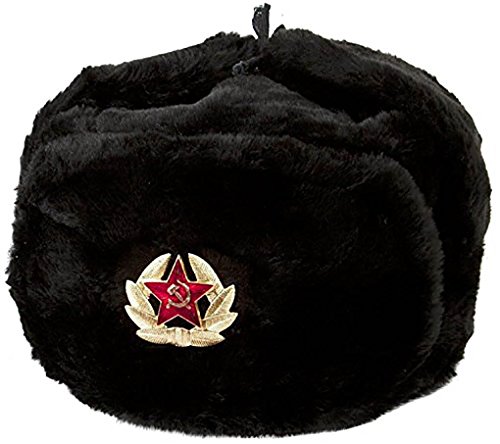 CUCUBA® RUSSISCHE MÜTZE SCHWARZ SCHAPKA USCHANKA WINTERMÜTZE MILITÄRMÜTZE DER SOWIETISCHEN Armee GRÖSSE XXL (EU) von CUCUBA