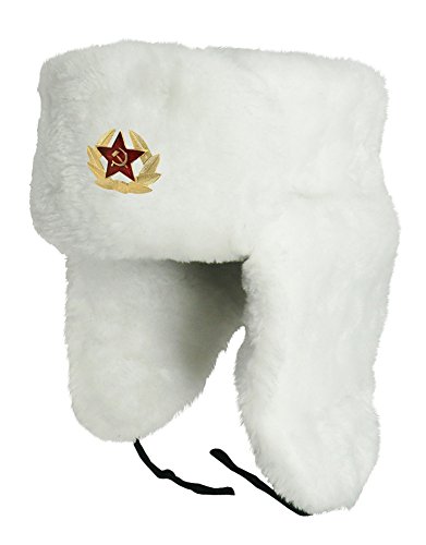 CUCUBA® RUSSISCHE MÜTZE WEIß SCHAPKA USCHANKA WINTERMÜTZE - Geschenkidee (57 Size M (EU)) von CUCUBA