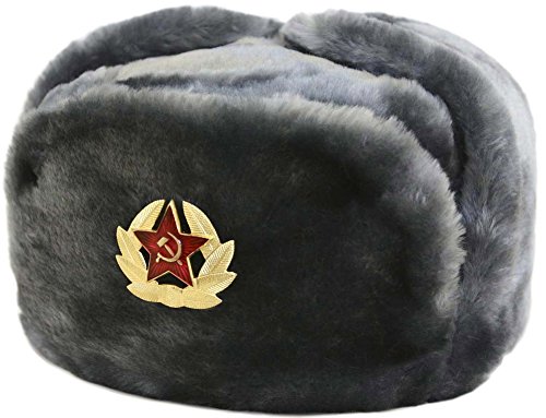 Cucuba® RUSSISCHE FELLMÜTZE SCHAPKA USCHANKA WINTERMÜTZE MILITÄRMÜTZE DER SOWIETISCHEN Armee GRÖSSEN VERFÜGBAR 56-57-58-59-60 (EU) - Geschenkidee (57 Size M (EU)) von CUCUBA