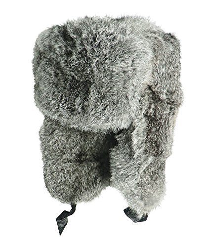 Russische Fellmütze Kaninchenfell Wolle. Shapka Ushanka. Farbe Grau - Size XXL. von CUCUBA