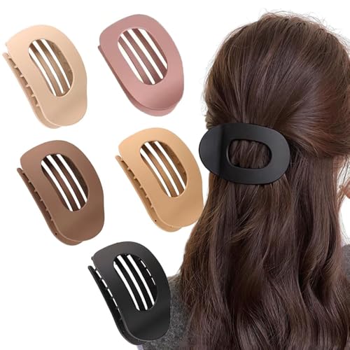 CUEMOON 5 Stück Haarklammern für Damen, Französisches Haarspangen Damen, Haarklammer Gebogenes Design,Flat Claw Clip für Dünnes Haar und Dickes Haar von CUEMOON