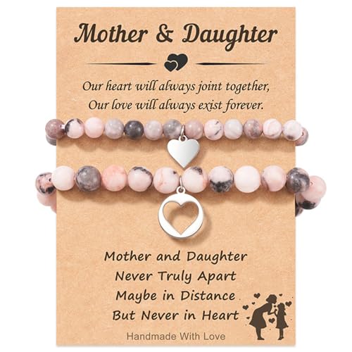 CUEMOON Mutter Tochter Armband Einschulung, 2025 Armband Schulkind Mädchen, Einstellbar für 2, Partnerlook Mutter von CUEMOON