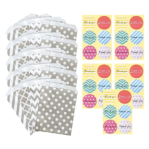 20 Stück Candy Bar Tüten,30 Sticker, Papiertüten Süßigkeiten Tüten, Geschenktüten, für Candy Bar Büfett Grill Hochzeit Party Geburtstag, 4 Designs von CUHZA