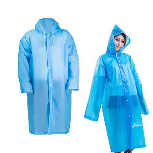 CUHZA 1 Stück Regenmantel Durchsichtig, Durchsichtiger Regenmantel, Regenponcho Durchsichtig Herren, Regenbekleidung Damen, Regenponcho Wiederverwendbar（Blau） von CUHZA