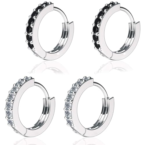 CUHZA 2 Paar Creolen Silber Damen Ohrringe，Silber Creolen Ohrringe für Damens， Creolen Set，hypoallergen kleine Schlaf Creolen 13 mm von CUHZA