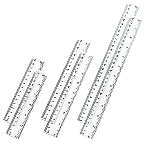 CUHZA 6 Stück Kunststoff Lineal, 15cm 20cm 30cm Transparent Lineal mit Metrische Inch-Skala Lineal Präzision Messwerkzeug für Schule Büro Zuhause von CUHZA