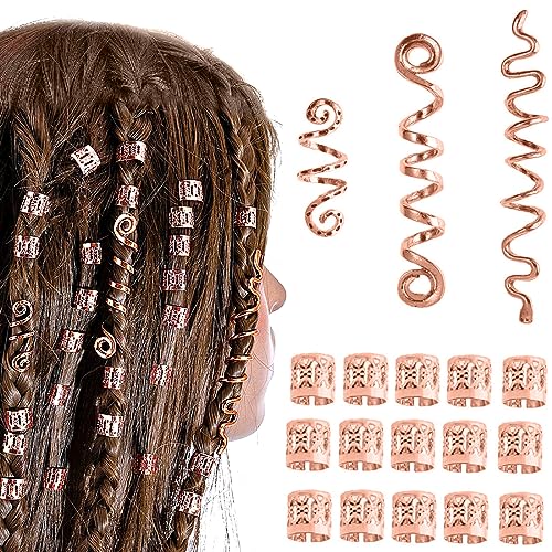 CUHZA Dreadlocks Schmuck Haarspiralen Clips, 18 Stück Verstellbar Metall Cuffs Haar Flecht Perlen Dreadlocks Perlen Haarschmuck Braids Haar Dreadlocks Zubehör Für Frauen Männer Zöpfe Dekoration, Gold von CUHZA