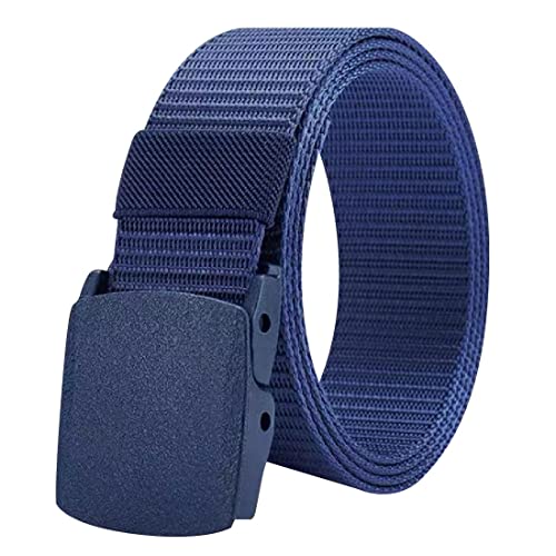 CUHZA Herren-Gürtel Nylon Canvas Belt, Stufenlos Verstellbarer Gürtel, Stoffgürtel Herren mit Kunststoff Schnalle, Länge 120 cm, Breite ca. 3,8 cm (Blau) von CUHZA