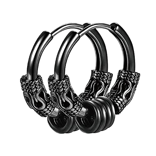 Ein Paar Creolen Medizinischer Edelstahl Vintage Perforierter Knorpelschmuck Ohrstecker Passt für Männer und Frauen Punk Hip Hop Ohrringe (schwarz) von CUHZA