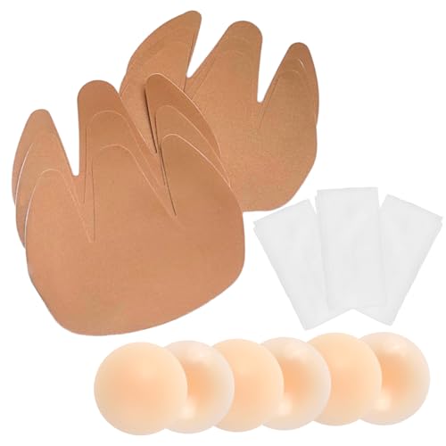 CUKIN 3 Paar Brust Tape Push-Up für Große Brüste - Unsichtbarer Bust Support & Trägerloser BH Ersatz mit Silikon-Nippelpads | Boob Tape, BH Tape, Boobytape für Brustlift,C-D Cup von CUKIN