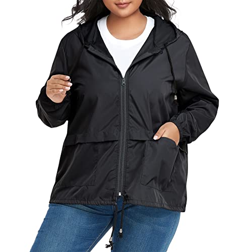 CULACCINO Damen Große Größe Regenjacke Leicht Wasserdicht Regenmantel Atmungsaktiv Herbst Übergangsjacke Jacke mit Kapuze Windbreaker zum Wandern Reisen Treking Fahrrad von CULACCINO