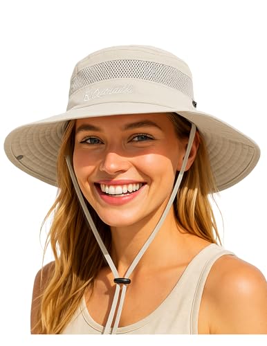 CULACCINO Sonnenhut Herren Fischerhut Herren Outdoor Sommer Wanderhut UV-Schutz Anglerhut Safari-Hut Atmungsaktiv Hellbeige von CULACCINO