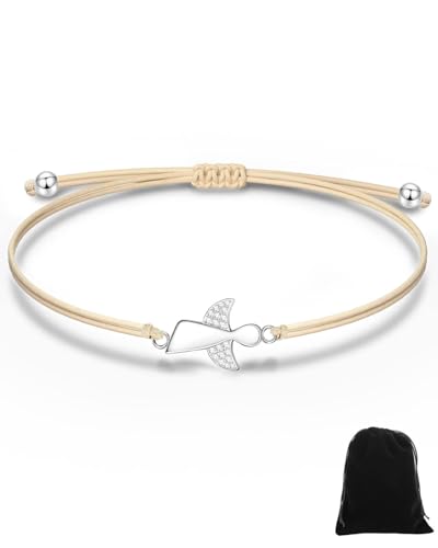 CULEB 1 Stück Schutzengel Armband Silber,Glücksarmband mit Verstellbarem Geflochtenem Seil,Taufgeschenke,Konfirmation Taufe Kommunion Geschenke für Mädchen.Frauen,Jungen von CULEB