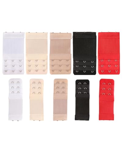 CULEB 10 Stück BH-Verlängerer,Damen BH-Verlängerung,3 Reihen mit 2 Haken 3 Haken,Bra Extender Weich Bequem und Dehnbar,Elastisch BH Trägerverlängerung,Unterwäsche Verlängerungsschnalle von CULEB