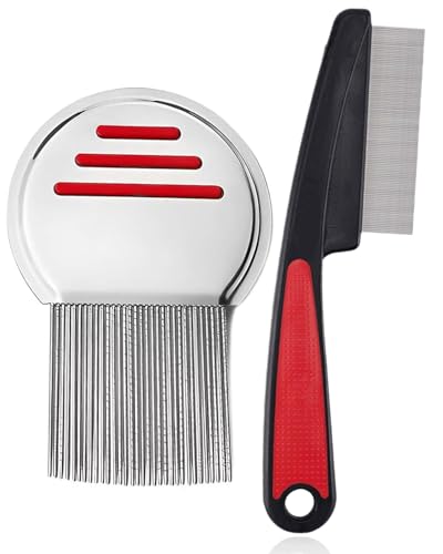CULEB 2 Stück Professional Läusekamm für Läuse und Nissen,Effektiver Läusekamm Nissenkamm für Kinder, Erwachsene, Haustiere Edelstahl Nissenkamm Extra Fein Langlebig und Leicht zu Reinigen von CULEB