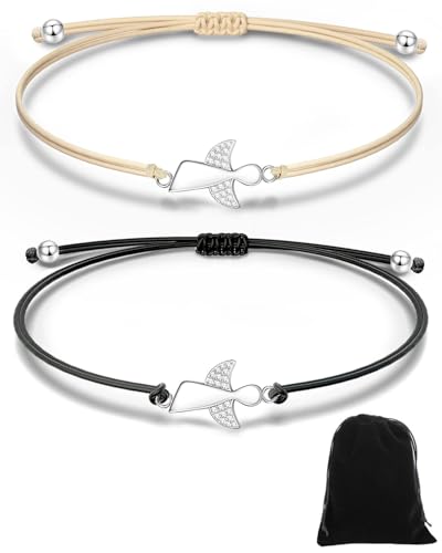 CULEB 2 Stück Schutzengel Armband Silber,Glücksarmband mit Verstellbarem Geflochtenem Seil,Taufgeschenke,Konfirmation Taufe Kommunion Geschenke für Mädchen.Frauen,Jungen von CULEB