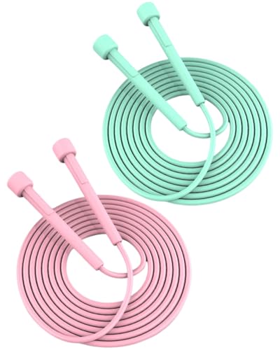 CULEB 2 Stück Springseil Kinder,280 CM Verstellbare Kinder Springseil mit Handhaben,Speed Rope für Jungen,Mädchen und Erwachsene,Fitness,Training,Spiel,Knochenentwicklung(Rosa,Grün) von CULEB