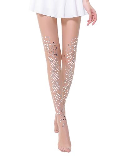 CULEB Strumpfhose Meerjungfrau Damen,Ultradünne Meerjungfrauen Strümpfe,Silber Fischschuppen Sprenkel Glitzer Strümpfe Paillettensocken,Für Karneval Und Valentinstag von CULEB
