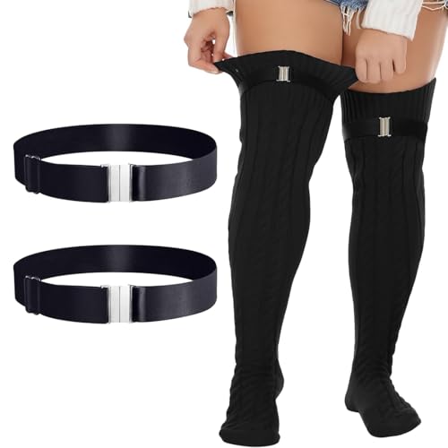 CULEO 2 Stück Damen-Strumpfbänder, Oberschenkelhohe Strumpfbänder, verstellbare hochelastische Strumpfbänder, elastische Strumpfband-Beinschlaufen, schwarzer Gürtel zur Dekoration von Damenröcken CULEO 2 Stück Damen-Strumpfbänder, Oberschenkelhohe Strumpfbänder, verstellbare hochelastische Strumpfbänder, elastische Strumpfband-Beinschlaufen, schwarzer Gürtel zur Dekoration von Damenröcken von CULEO