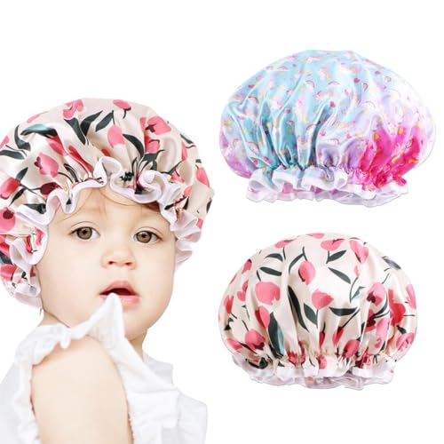 CULEO Duschhauben,2 stücke kinder cartoon dusche kappe PE wasserdichte kappe baby bad hut von CULEO