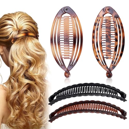 CULEO Haarclips,4 Stück Bananen-Haarspangen und Pferdeschwanz-Clips, geeignet für Frauen und Mädchen zum täglichen Tragen von CULEO