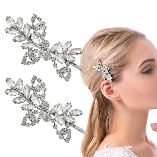 CULEO Haarnadeln für Damen,2 Stück Haarschmuck Strass Blatt Haarnadeln Braut Hochzeit Seitenclips weiblich täglich Einzelclip von CULEO