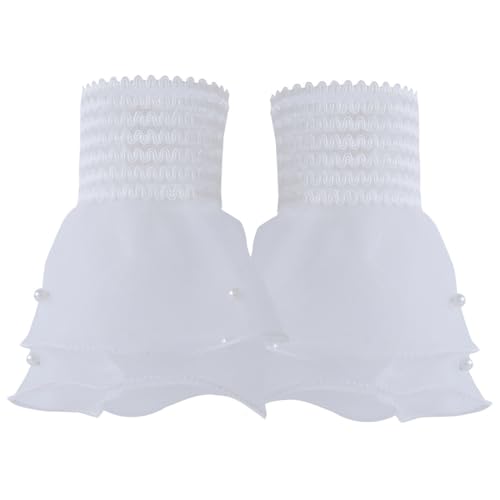 CULEO Handschuhe & Fäustlinge für Mädchen, 1 Doppelte Spitzenmanschetten, gefälschte Trompetenärmel, All-Match-Netzspitze, Netzspitzenarmband, gefälschtes Ärmelarmband, Damen und Mädchen (weiß) von CULEO