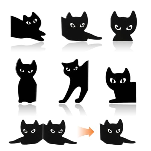 CULEO Lesezeichen,Magnetisches Katzen-Lesezeichen, schwarzes Katzen-Kinderlesezeichen, Lesezeichen-Geschenk für Absolventen, Freunde und Lehrer, Seitenmarker (6 Stück) von CULEO