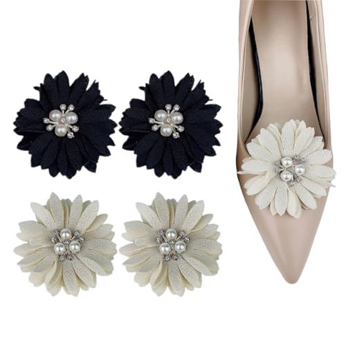 CULEO Schuhbefestiger & Schnürsenkel,2 Paar Perlenblumen-Hochzeitsschuh-Accessoires DIY handgefertigte abnehmbare Damen-Schuhschnallen von CULEO