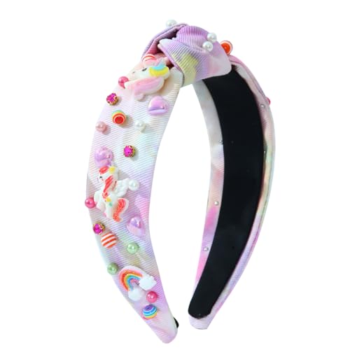 CULHEITE Kopfband mit Schleife für Mädchen, Batik, niedliches Bonbon-Stirnband, Herz-Kristall, verziertes Haarband, modisches Haar-Accessoire von CULHEITE