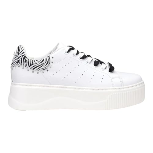 Cult Weiße Platform-Sneaker mit Zebra-Ferse, für Damen, Weiß, 36 EU von CULT