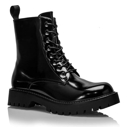 Cultz Essential 8 Eyelet Stiefeletten mit Reißverschluss Combat Boots Damen Stiefel BLACK POLISHED SMOOTH 38 von CULTZ