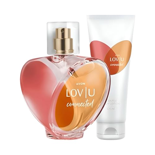 Avon LOV U CONNECTED Eau de Parfum Spray 50 ml, Bodylotion 125 ml, Fruchtiger Blumenduft mit Mandarine, Rose und Sandelholz von CULTZEN