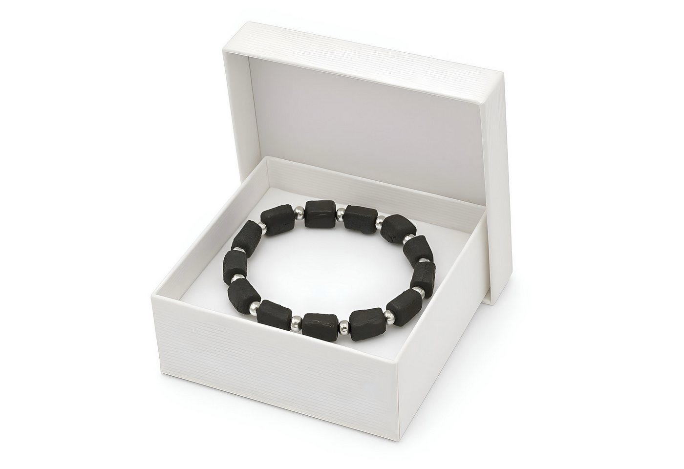 CULTZEN Armband Handgefertigtes aus echtem rohem schwarzem Turmalin mit Edelstahl (Natürlich leben, Edelsteine und Mineralien Ideal für Meditation, Yoga, spirituelle Rituale, 1-tlg., Einzelnes Armband aus Naturstein), In Deutschland handgefertigt aus echtem Turmalin Edelstahl-Elementen. von CULTZEN