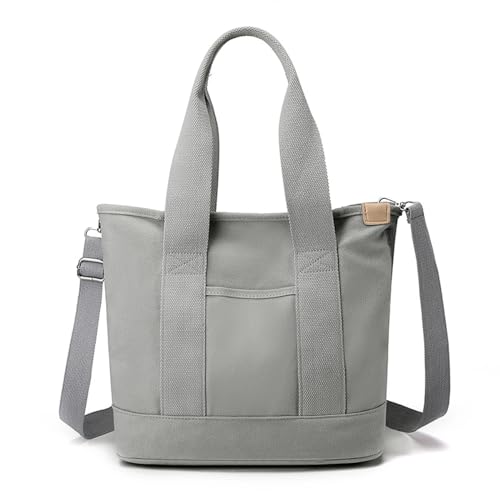Canvas Tragetaschen für Damen große Tote Bag Umhängetaschen Hob Handtaschen Schultertasche Shopper mit mehreren Taschen und Reißverschluss (grau) von CUNGGI