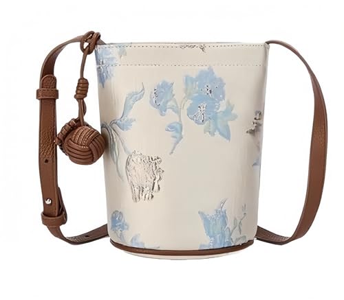 Vintage Damen Chinesische Blume Stil Schultertasche Mini Bucket Bag Crossbody Bag, Beige Vintage Damen Chinesische Blume Stil Schultertasche Mini Bucket Bag Crossbody Bag, Beige von CUNLLY