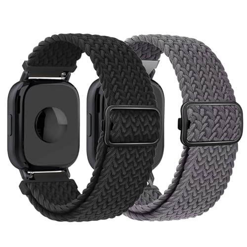 CUNUJIX 2 Stück Geflochten Armband Ersatz für Xiaomi Redmi Watch 5 Active/Lite, Stoff Elastisches Sport Solo Loop Nylon Ersatzband für Xiaomi Redmi Watch 5 Lite/Active Herren Damen von CUNUJIX